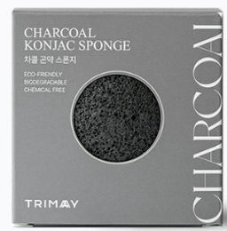Спонж конняку Trimay Charcoal Konjac Sponge черный (в коробочке) 1 шт NEW!  фото 2