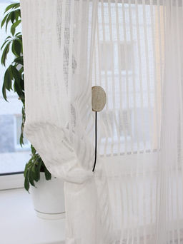 Полулен декоративный Сетка в узкую полоску цв.белый, ш.2.6м, лен-44%, хлопок-56%, 105гр/м.кв - Купава фото 2