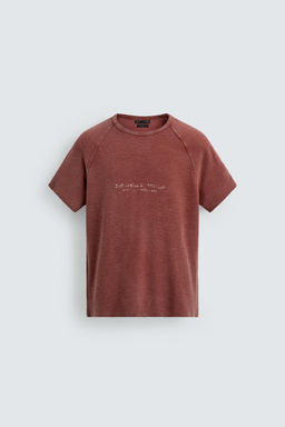 CAMISETA PUNTO ESTAMPADOS LAVADOS / Rojo - Zara фото 7