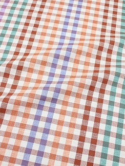 Холст полотенечный Цветная клетка цв.коралл/сирень/изумруд/бордо, ш.0.5м, лен-30%, хл-70%