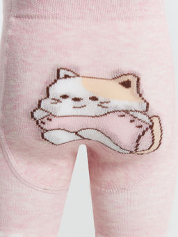 Цена за 3 пары! Колготки детские розовые с узором в виде котика - Mark formelle фото 3
