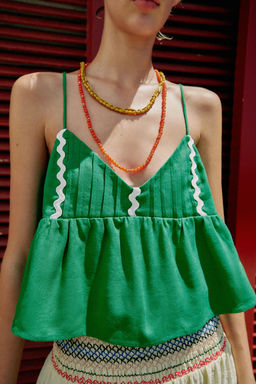 TOP TIRANTES CON LINO / Verde