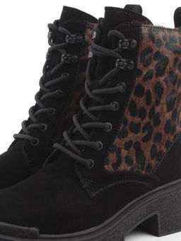 01-DMD-D269 BLACK/LEOPARD Ботинки демисезонные женские (натуральная замша, байка)