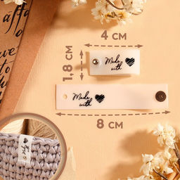 Бирка с кнопкой Made with love, 8×1.8 см, 10 шт., белая, чёрная