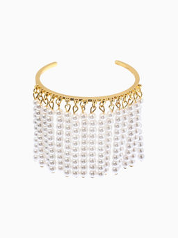 Браслет жемчужный "Кольцо", цвет белый в золоте, бусина 6