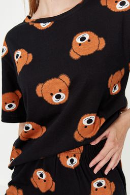 Trendyolmilla Kad?n Couple/Cift Siyah %100 Pamuklu Ay?c?kl? Orme Pijama Tak?m? THMSS21PT0195 фото 7