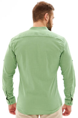 Мужская льняная рубашка с воротником-стойкой Happy Fox  фото 10