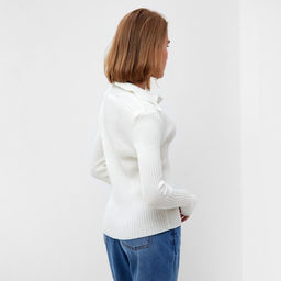 Джемпер женский на пуговицах MINAKU: Knitwear collection, белый, размер 42-44  фото 4
