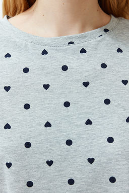 Trendyolmilla Beyaz %100 Pamuklu Puantiyeli ve Kalpli Sortlu Orme Pijama Tak?m? THMSS21PT1485 фото 55