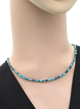 Чокер из хризоколлы с лазуритом шарик граненый 3мм, 40см