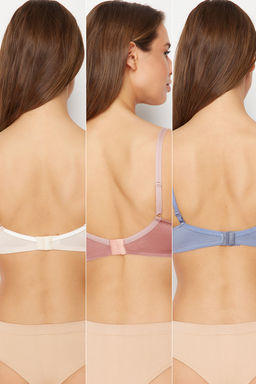 Trendyolmilla Kahverengi-Cok Renkli 3lu Paket Micro Ip Ask?l? Dolgulu/Push-Up Orme Sutyen THMSS24SU00053 фото 2