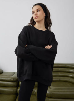 K12590 Свитшот OVER SIZE (плотный хлопок) ЧЕРНЫЙ