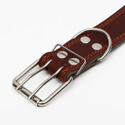 Ошейник комбинированный кожа/брезент, безразмерный, 83 х 4,5 см, ОШ 20-70 см, коричневый - Пижон фото 4