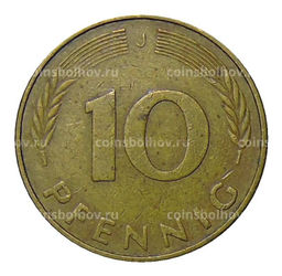 Монета 10 пфеннигов 1977 года J Германия