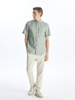 Regular Fit Keten Kar???ml? Erkek G?mlek