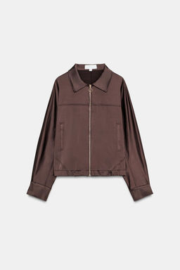 SATIN ZIP-UP JACKET - Zara фото 5
