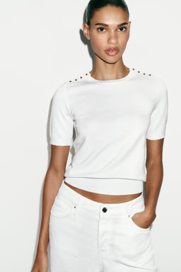 JERSEY B?SICO PUNTO MANGA CORTA / Blanco - Zara фото 2