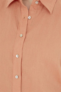 Женская льняная рубашка лососевого цвета с длинным рукавом Неожиданная скидка в корзине - U.s. polo assn фото 7