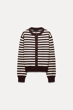 STRIPED KNIT CROPPED CARDIGAN - Zara фото 4