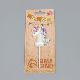 Цена за 2 шт. Свеча в торт «Единорог», цифра 1, 6 см