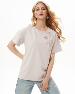 Футболка с объёмными цветами FAS005