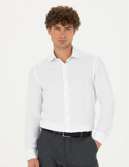 Beyaz Slim Fit Uzun Kollu G_mlek - Pierre cardin фото 3