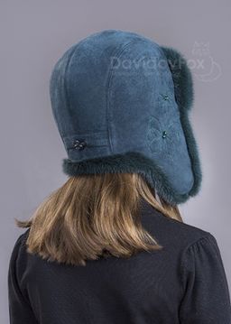 шапка Ушанка детская норка изумруд - Davidovfox фото 4