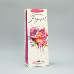 Пакет под бутылку Бокал, 36 х 13 х 10 см