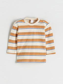 Bisiklet Yaka Uzun Kollu ?izgili Erkek Bebek Ti??rt ve E?ofman Alt? 2li