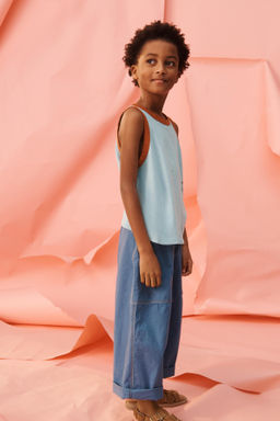 CAMISA SISA FLOR BORDADA LIMITED EDITION / Azul claro