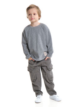 Толстовка для мальчика с шевроном 22-1124 темно-серый меланж - Mini maxi фото 3
