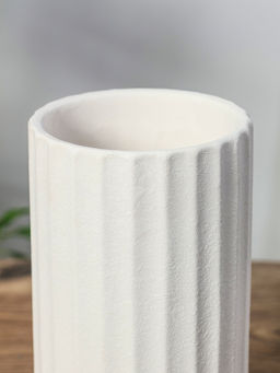 Ваза для цветов «Абиджил», линии, h=21, d=11 см, керамика, белая