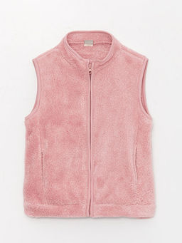 Dik Yaka Pel?? K?z ?ocuk Fermuarl? Yelek