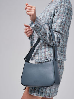 Сумка кожаная багет Deboro 31046 серый