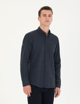 Lacivert Slim Fit Uzun Kollu G_mlek