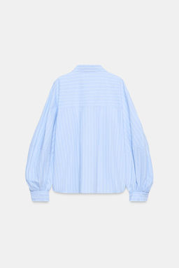 CAMISA RAYAS MANGA ABULLONADA / Azulina - Zara фото 7