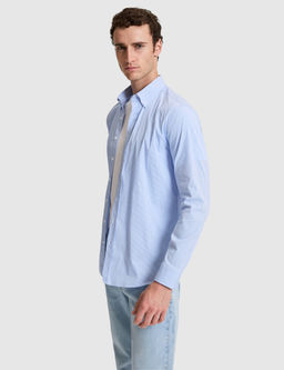 Mavi _izgili Slim Fit Uzunkollu G_mlek