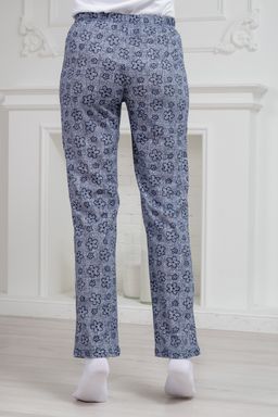 Брюки женские домашние из кулирки Барокко лен цветы полярная ночь - Амадэль фото 5
