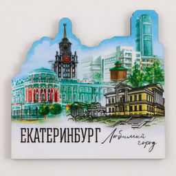 Цена за 10 шт. Магнит деревянный «Екатеринбург» 8×7.6 см