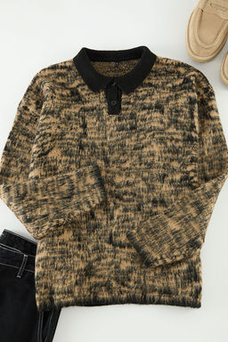 TRENDYOL MAN Cok Renkli Oversize Polo Yaka Duz Triko Kazak TMNAW25KZ00079 - Trendyolmilla фото 5