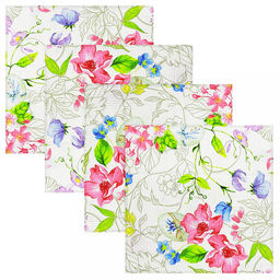 Набор салфеток сервировочных 45х45см "Краски лета" 4шт, рогожка (хлопок 100%) 171г/м2, упаковка классическая, пакет ПВХ 28х41см, "Домашняя мода" (Россия)