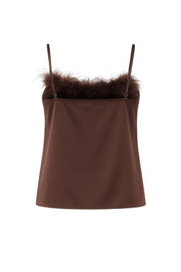 Trendyolmilla Kahverengi Saten Dokuma C?tc?tl? Otrisli S?k Bluz TPRSS25BZ00044