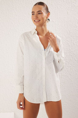 TRENDYOLMILLA Beyaz Dokuma Brode Plaj Gomlegi TBESS25GO00001 фото 2