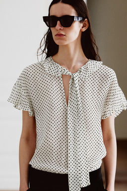 BLUSA LAZADAS LUNARES ZW COLLECTION / Blanco - Zara фото 6