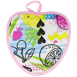 Прихватка с запахом 20х20см ФрешФут б/з, форма Клубника, рогожка 171г/м2, хлопок 100%, наполнитель - ватин 280г/м2, на пластмассовом подвесе, Домашняя мода (Россия)  фото 3