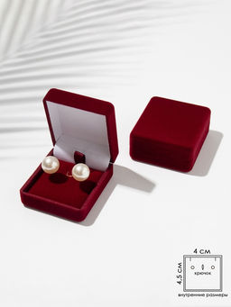 Футляр бархатный под серьги, кулон Традиции, 4.5?5?2 см, бордовый
