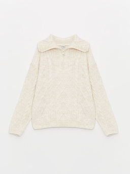 Polo Yaka Kendinden Desenli Uzun Kollu K?z ?ocuk Triko Kazak - Waikiki фото 3