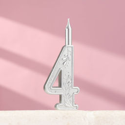 Цена за 2 шт. Свеча для торта «Серебряный узор», цифра 4
