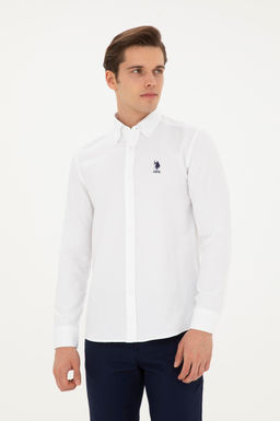 Мужская белая базовая рубашка с длинным рукавом - U.s. polo assn фото 3