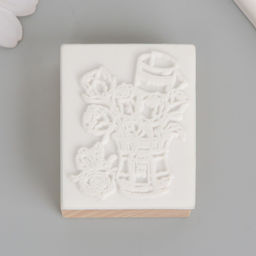 Печать дерево, резина Цветы в ведёрке, 5?4?2.5 см